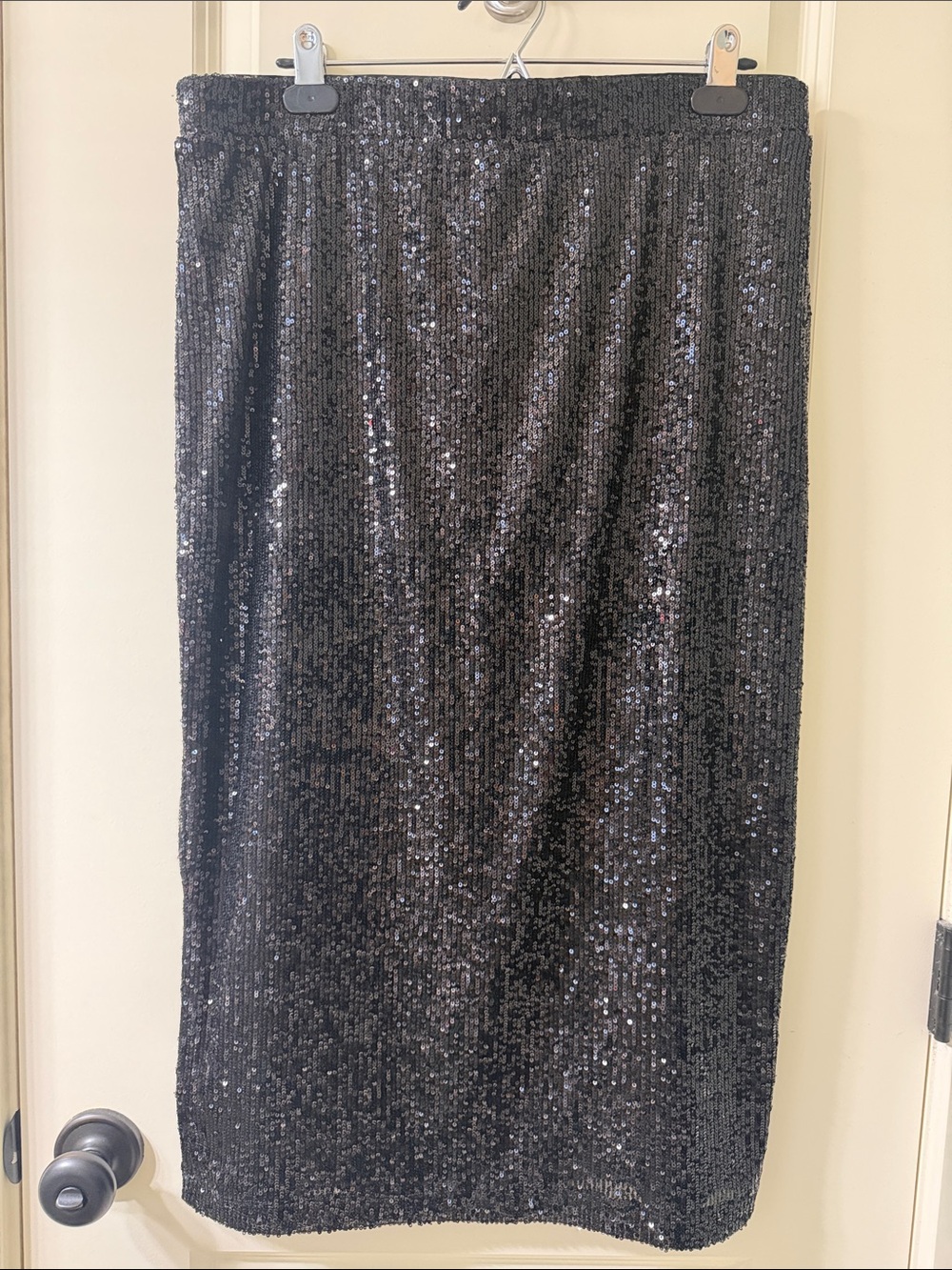 The Drop Black Sequin Pencil Skirt